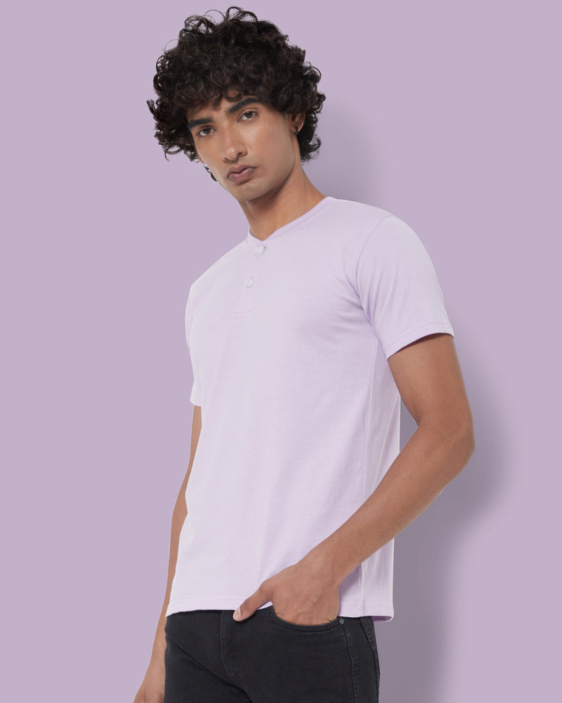 Melangebox Half Sleeves Henley: Mauve Purple