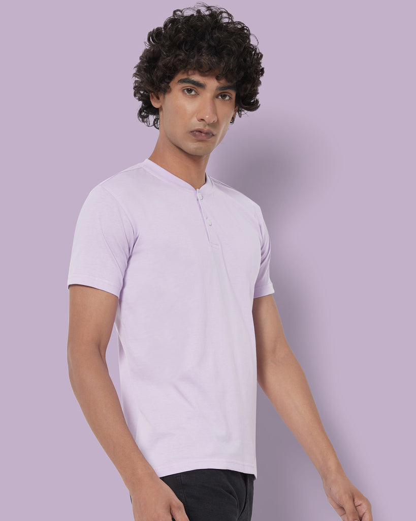 Melangebox Half Sleeves Henley: Mauve Purple