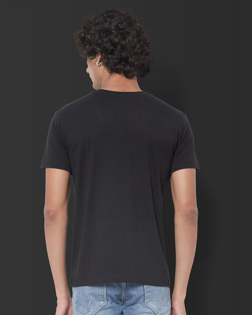 Melangebox Half Sleeves Henley: Black