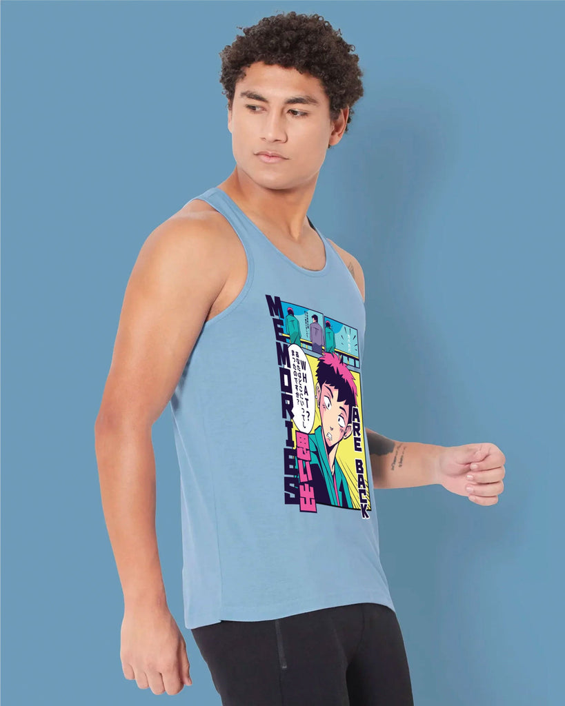 Melangebox Memories Tank Top: Cyan Blue