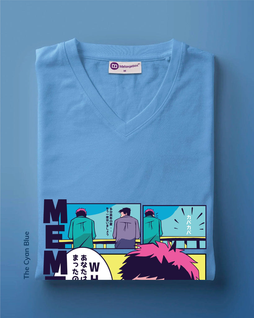 Melangebox Memories V Neck: Cyan Blue