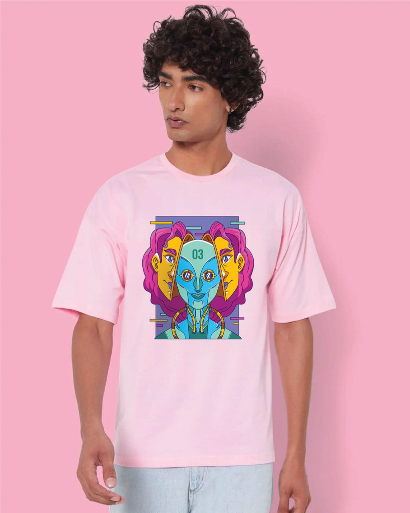 Melangebox Psychedelic Alien Dropshoulder Crew: Baby Pink