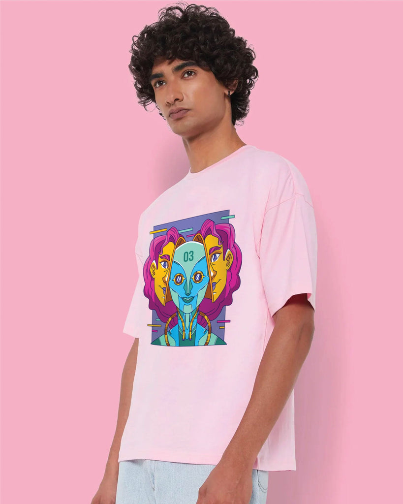 Melangebox Psychedelic Alien Dropshoulder Crew: Baby Pink