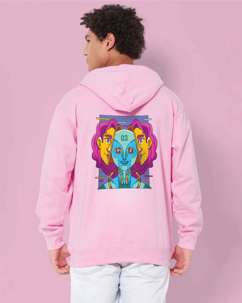 Melangebox Psychedelic Alien Hoodie: Baby Pink