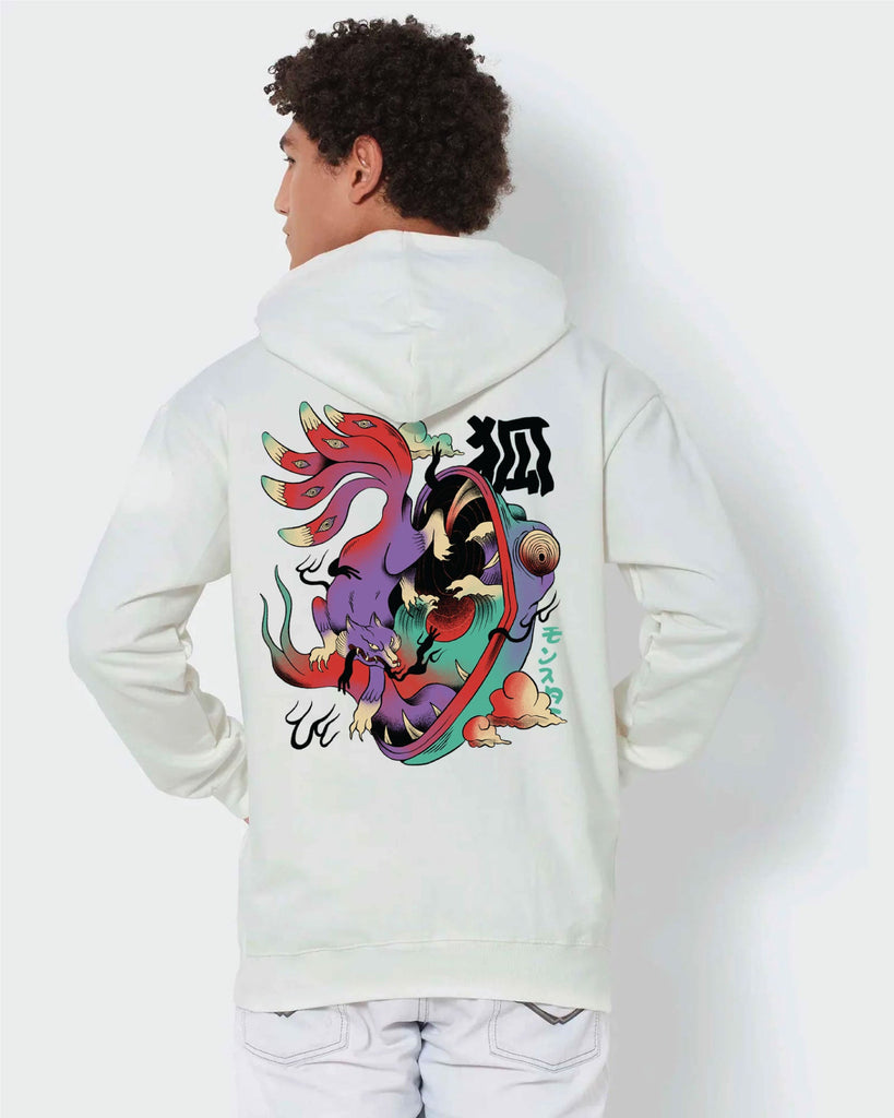 Psychedelic Wolf Hoodie: Ivory Cream