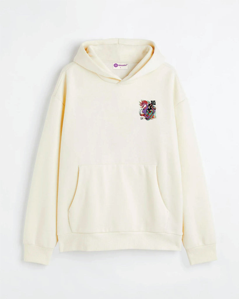 Melangebox Psychedelic Wolf Hoodie: Ivory Cream