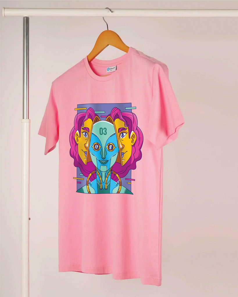 Melangebox Psychedelic Alien Crew Neck: Baby Pink