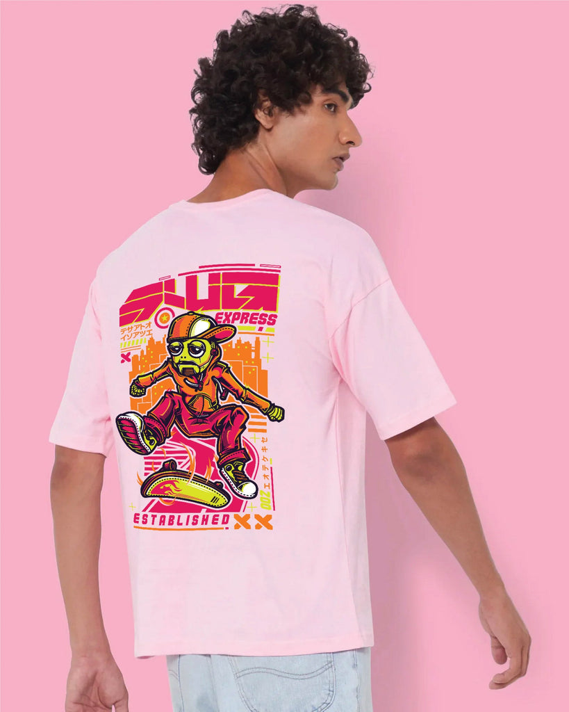 Robo Skater Dropshoulder Crew: Baby Pink