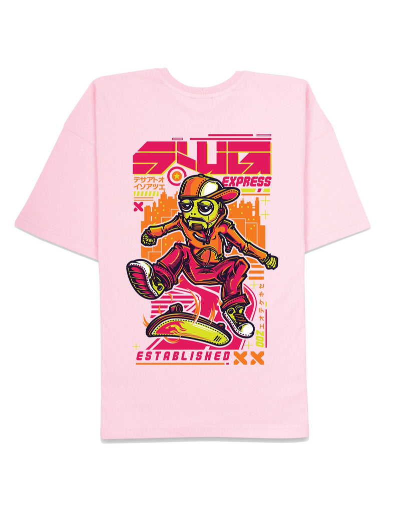 Melangebox Robo Skater Dropshoulder Crew: Baby Pink