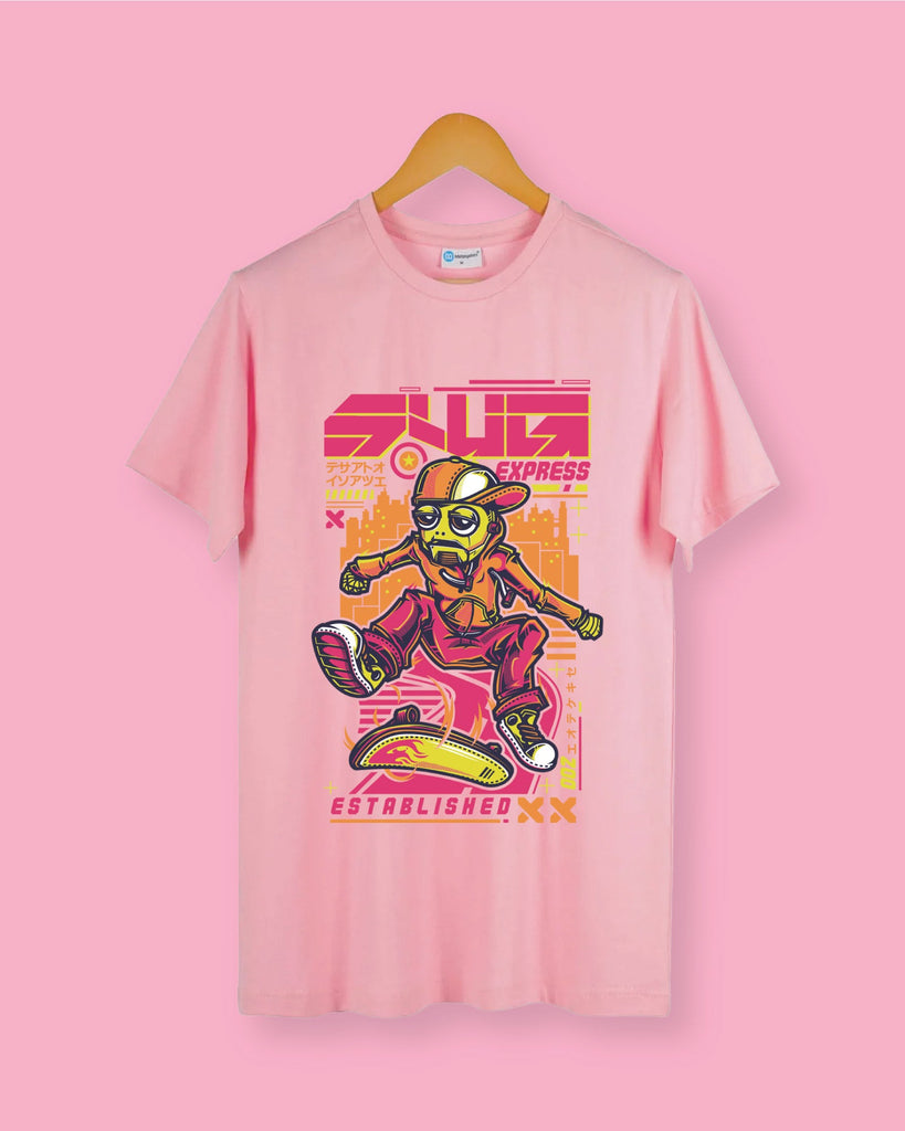 Melangebox Robo Skater Crew Neck: Baby Pink