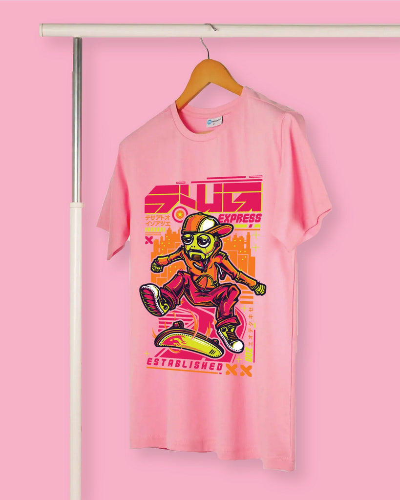 Melangebox Robo Skater Crew Neck: Baby Pink