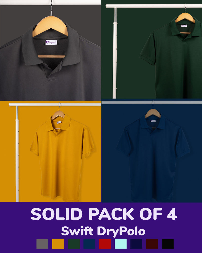 Melangebox Solid Pack Of 4: Swift Dry Polo