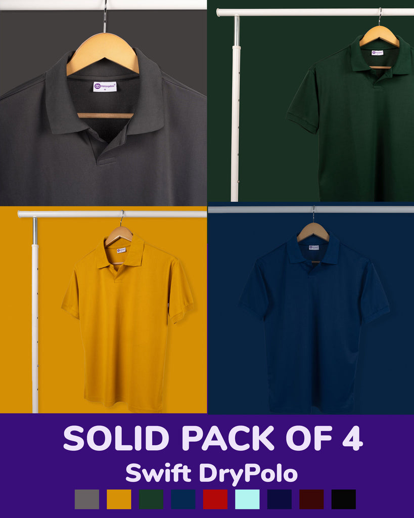 Solid Pack Of 4: Swift Dry Polo