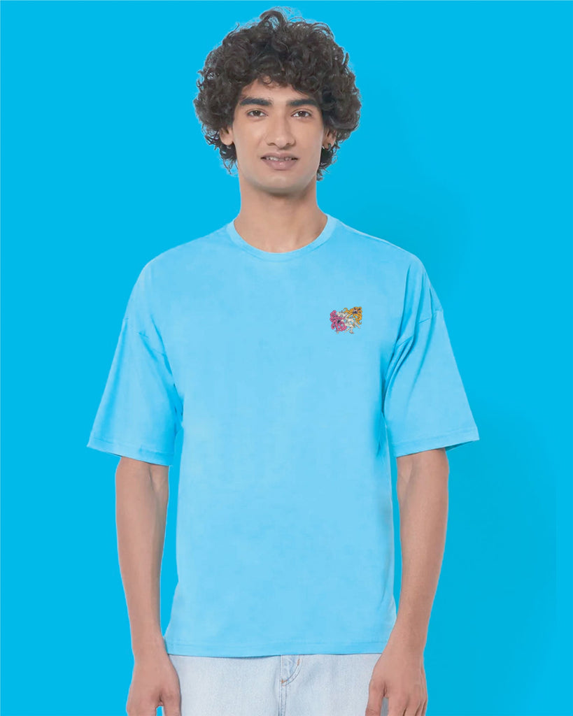 Melangebox Space Busters Dropshoulder Crew: Aqua Blue