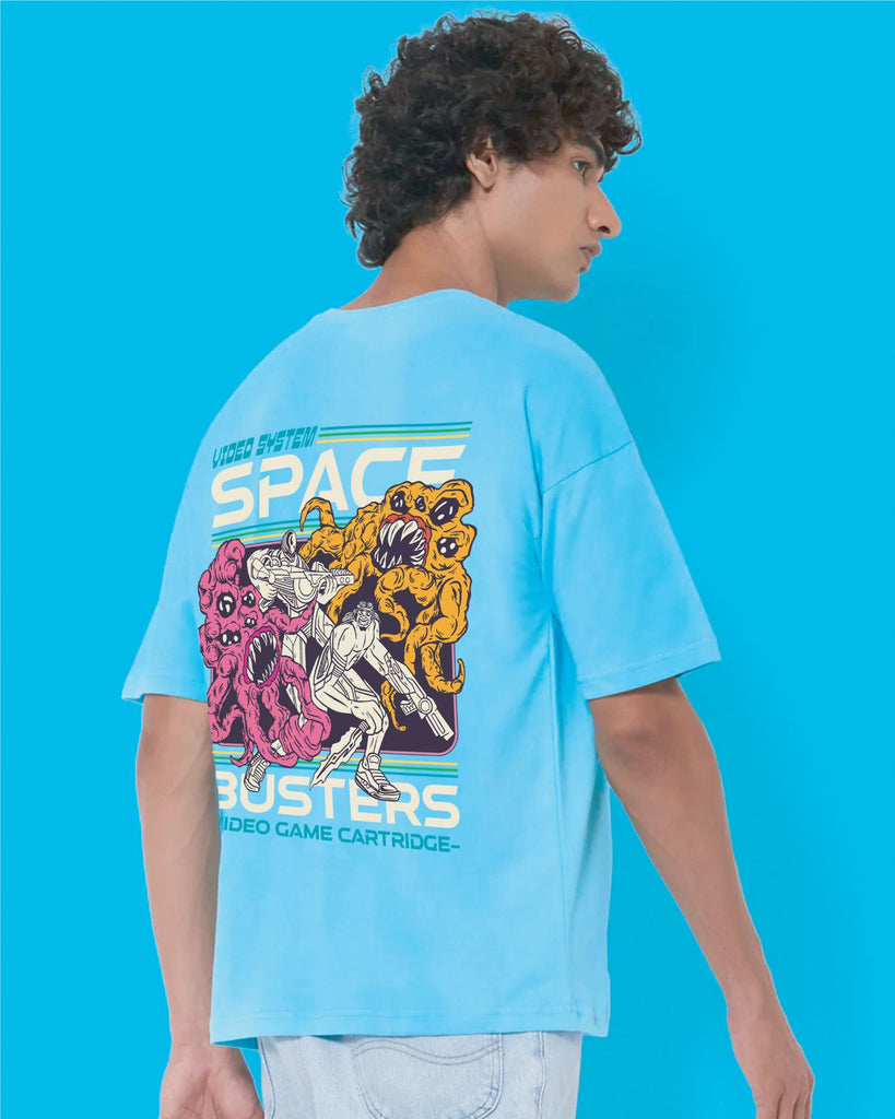 Melangebox Space Busters Dropshoulder Crew: Aqua Blue