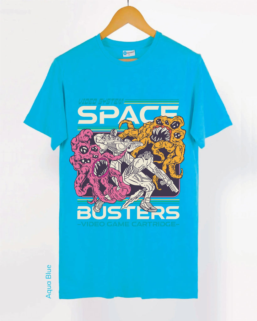 Melangebox Space Busters Crew Neck: Aqua Blue