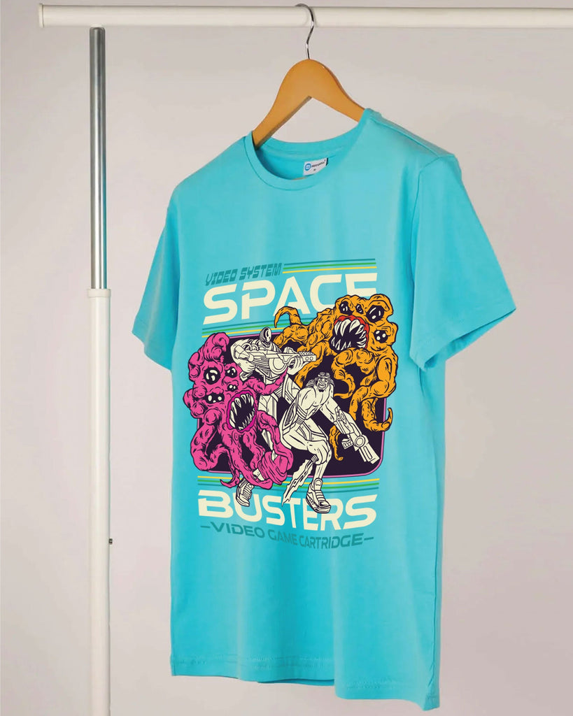 Melangebox Space Busters Crew Neck: Aqua Blue