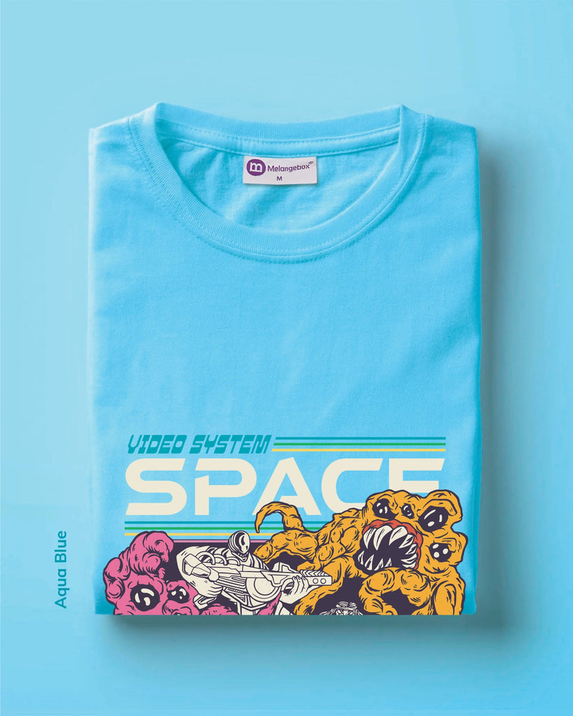 Melangebox Space Busters Crew Neck: Aqua Blue