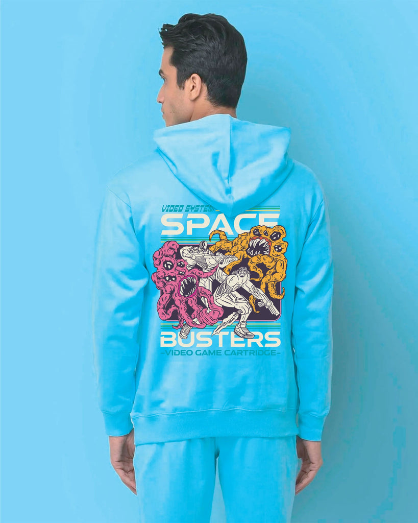 Melangebox Space Busters Hoodie: Aqua Blue