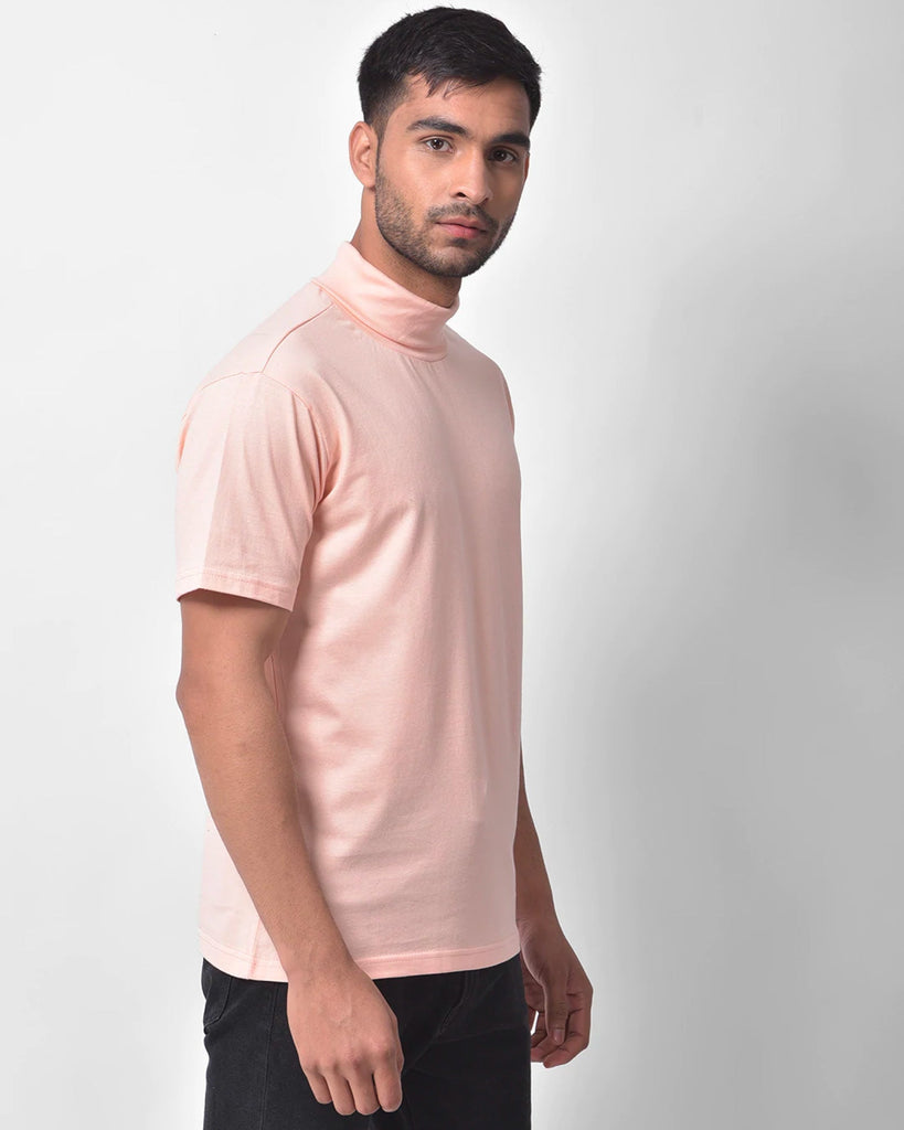 Turtle Neck Half Sleeves: Peach Puff