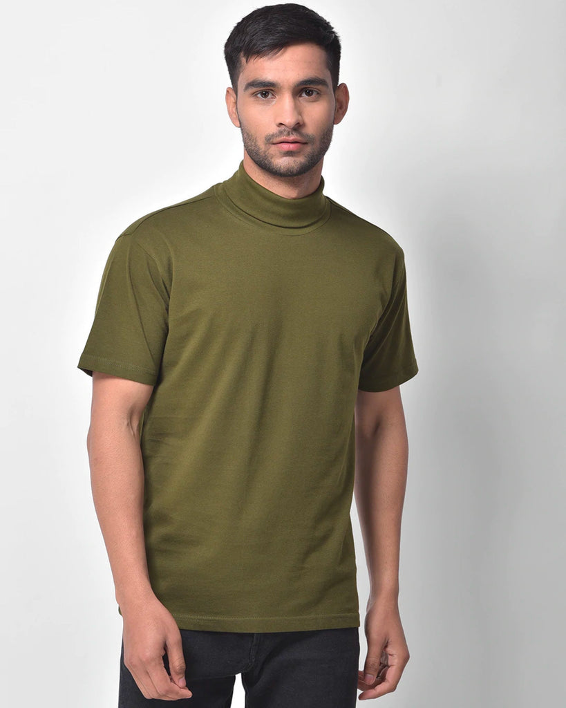 Melangebox Turtle Neck Half Sleeves: Olive