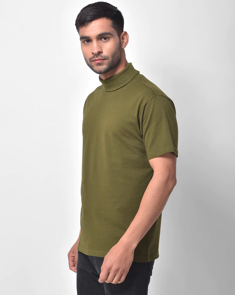 Melangebox Turtle Neck Half Sleeves: Olive