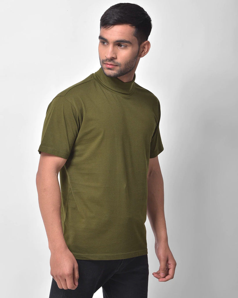 Melangebox Turtle Neck Half Sleeves: Olive