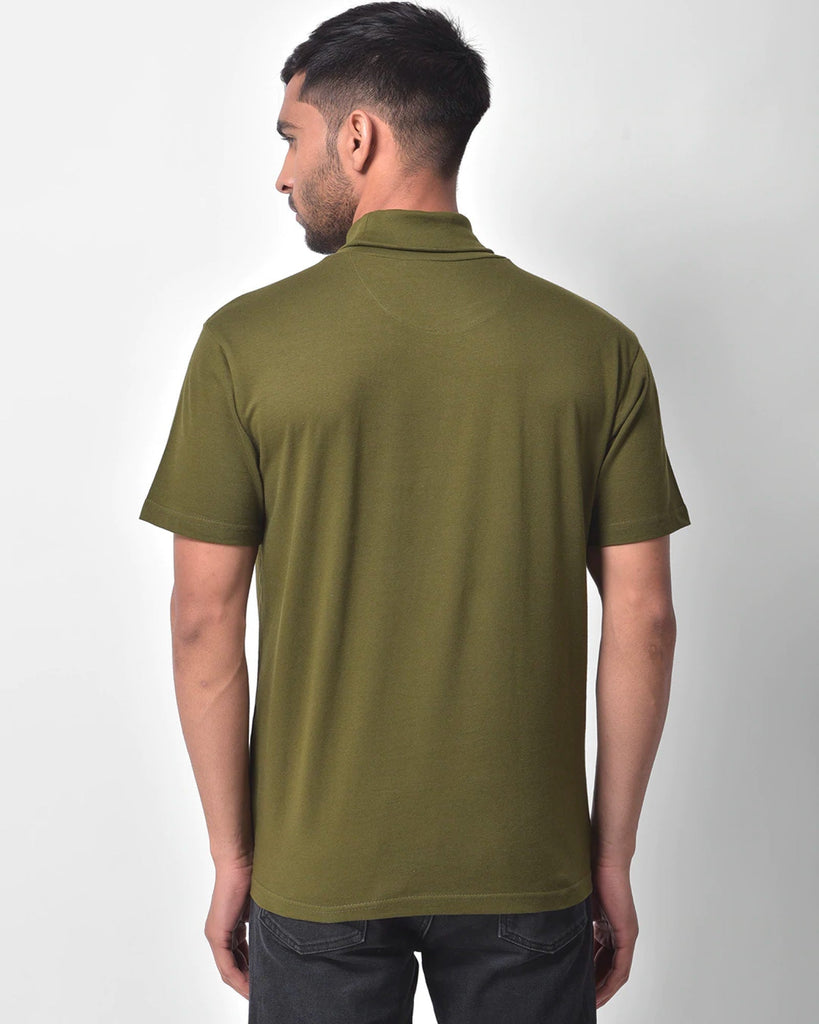 Melangebox Turtle Neck Half Sleeves: Olive