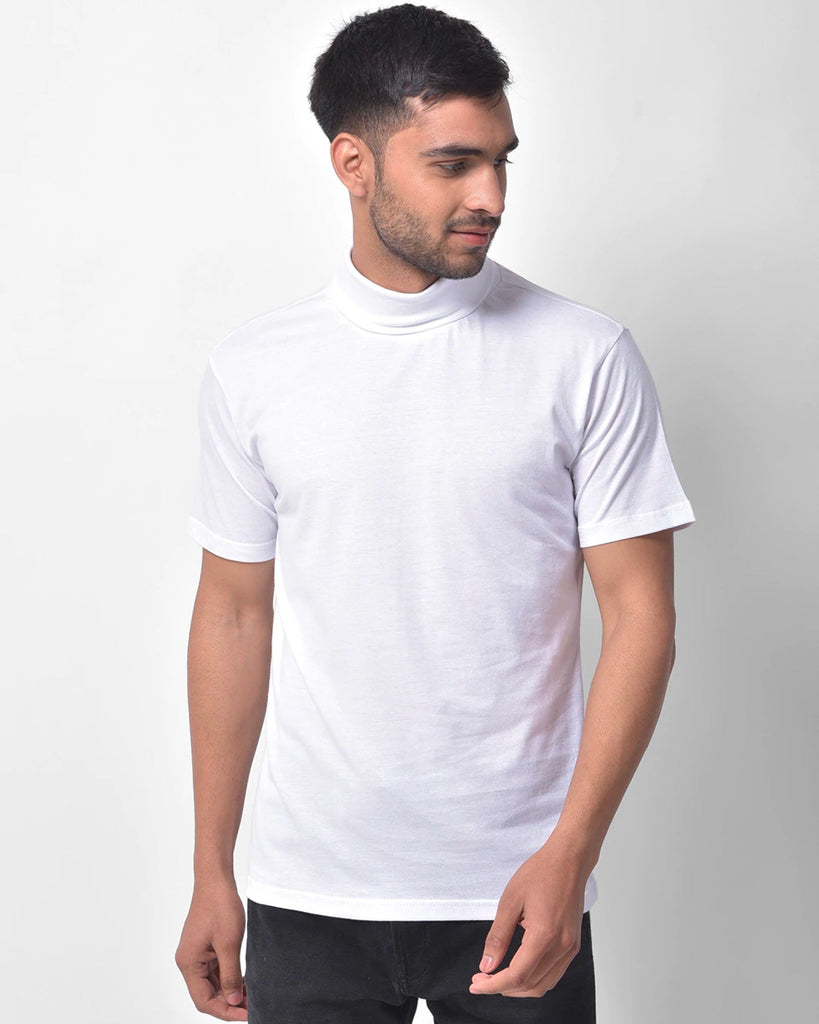Turtle Neck Half Sleeves: White