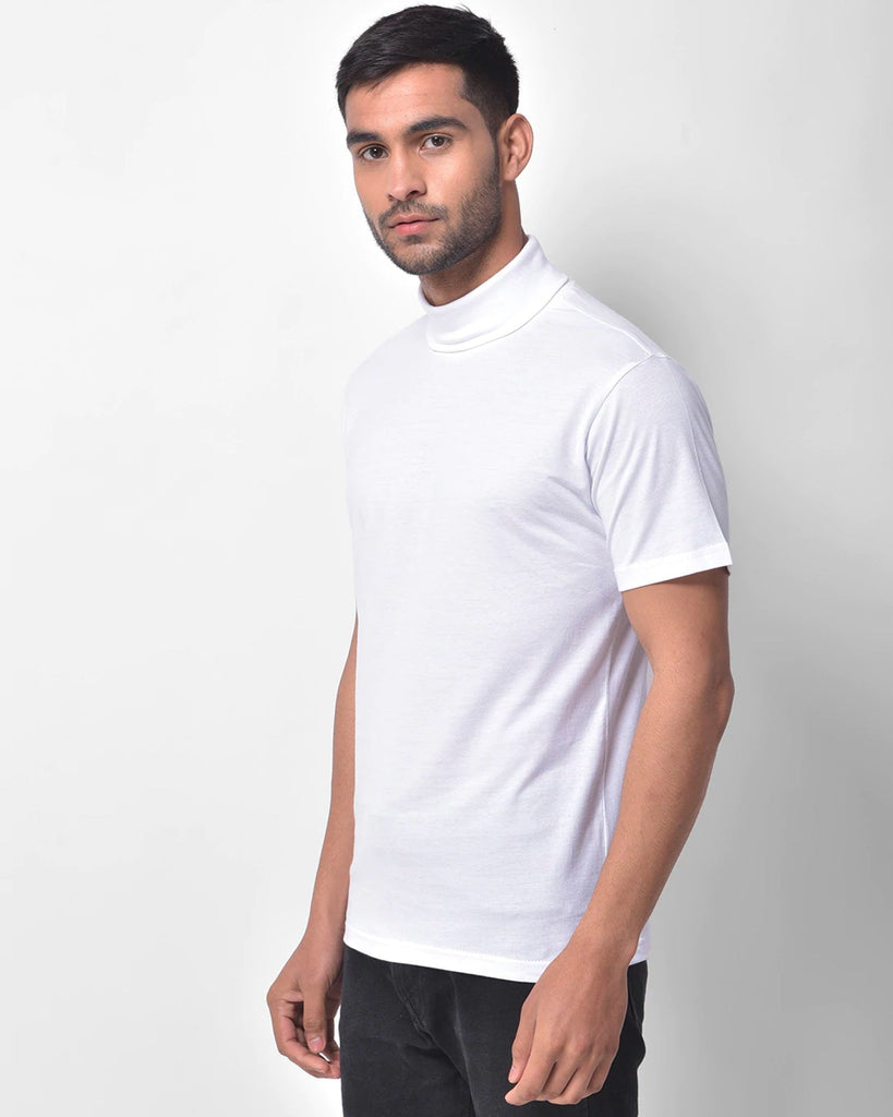 Turtle Neck Half Sleeves: White