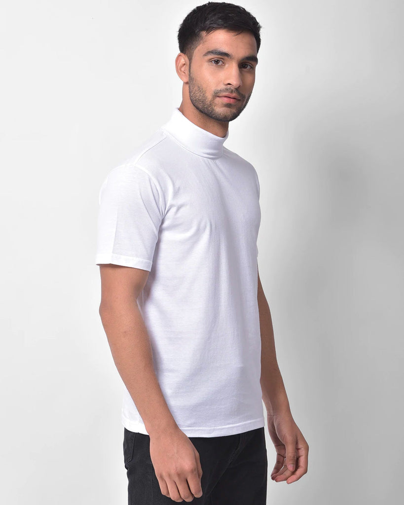 Turtle Neck Half Sleeves: White