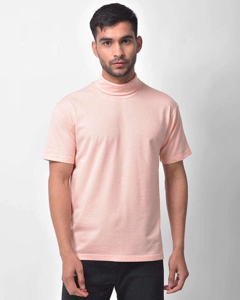Turtle Neck Half Sleeves: Peach Puff
