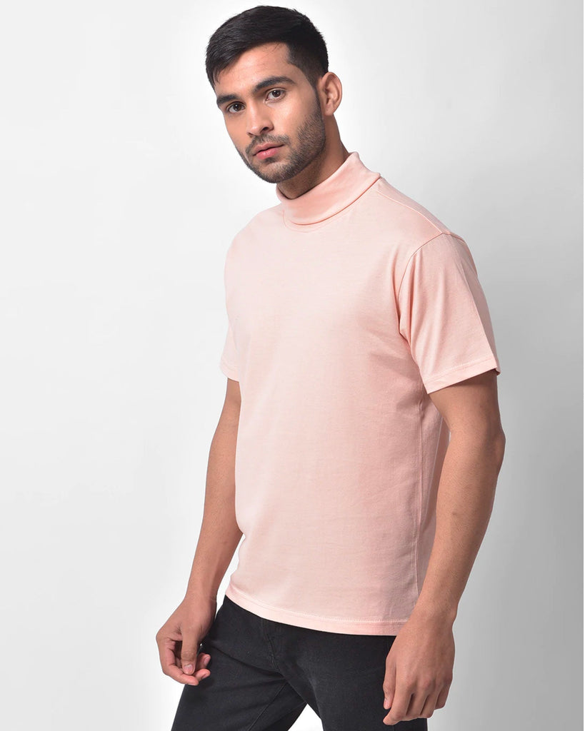 Turtle Neck Half Sleeves: Peach Puff