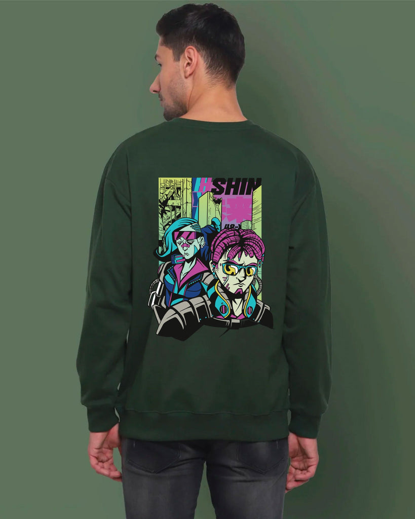 Melangebox Tech Heroes Drop Shoulder Sweatshirt: Military Green