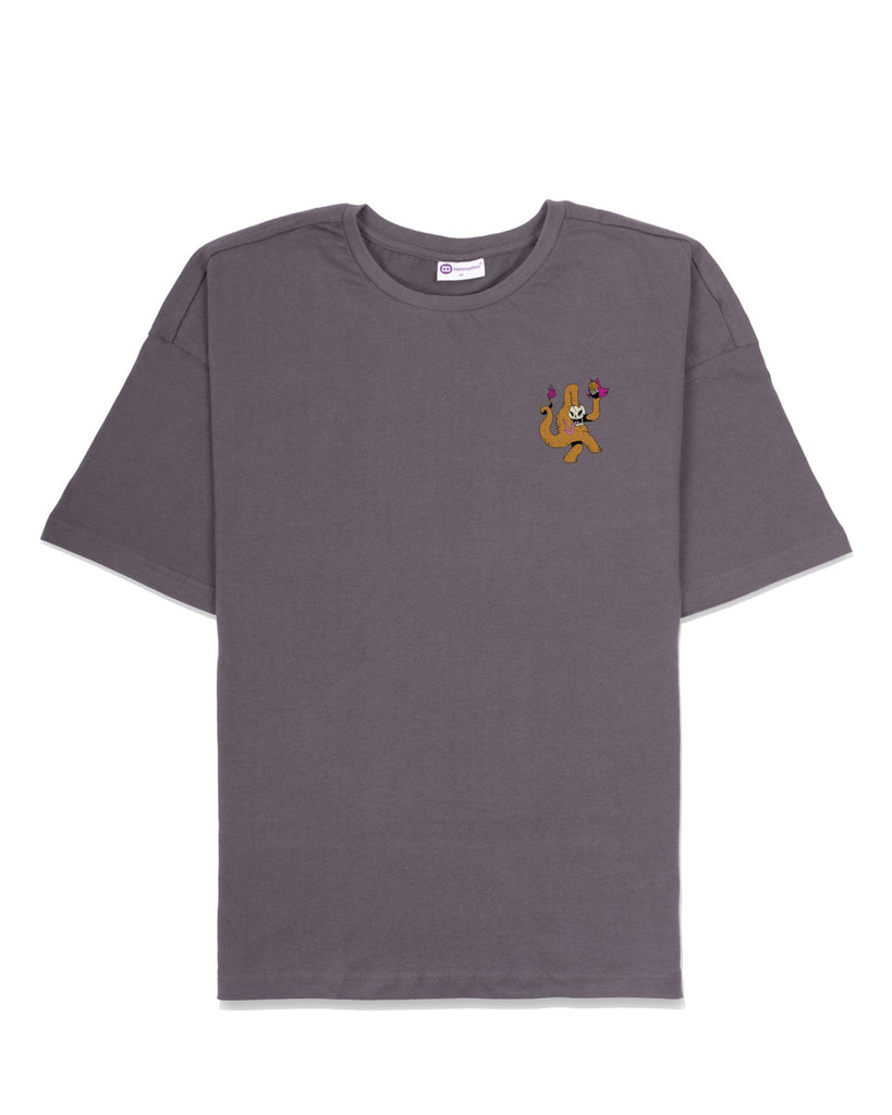 Melangebox Loose Head Dragon Dropshoulder Crew: Steel Grey