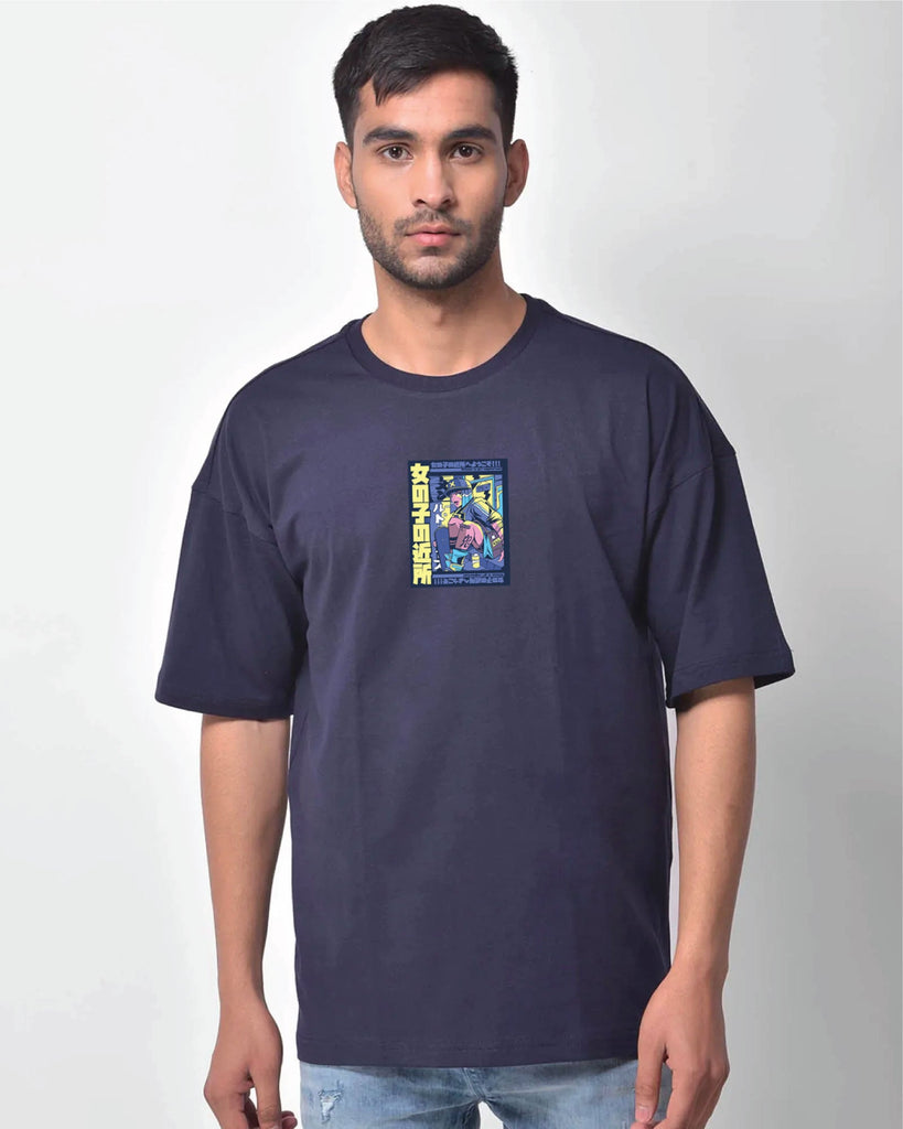 Melangebox Urban Anime Dropshoulder Crew: Navy Blue