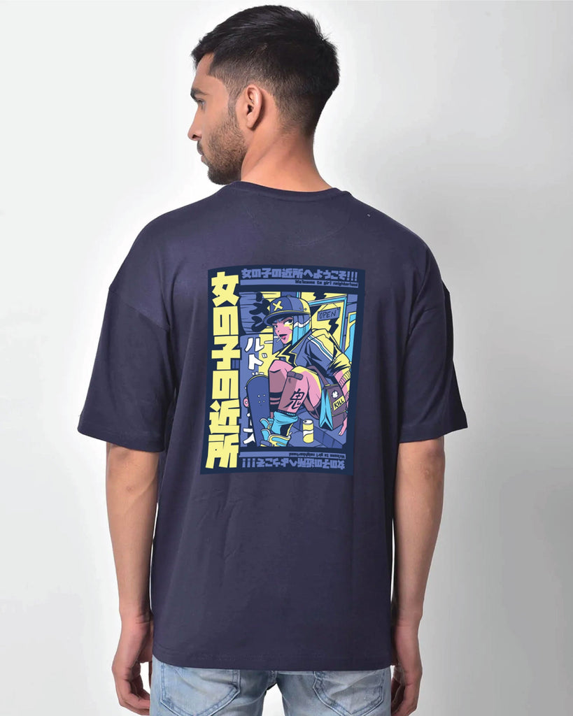 Melangebox Urban Anime Dropshoulder Crew: Navy Blue