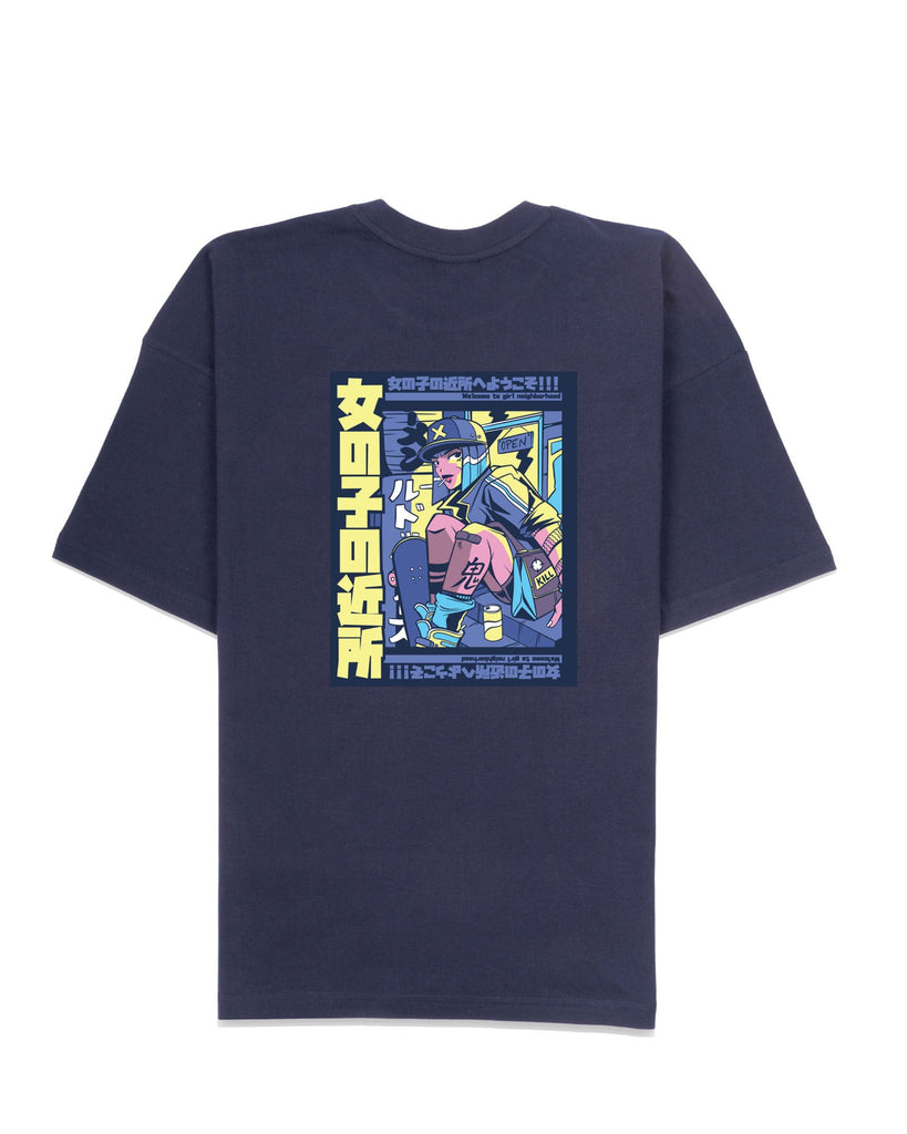 Melangebox Urban Anime Dropshoulder Crew: Navy Blue