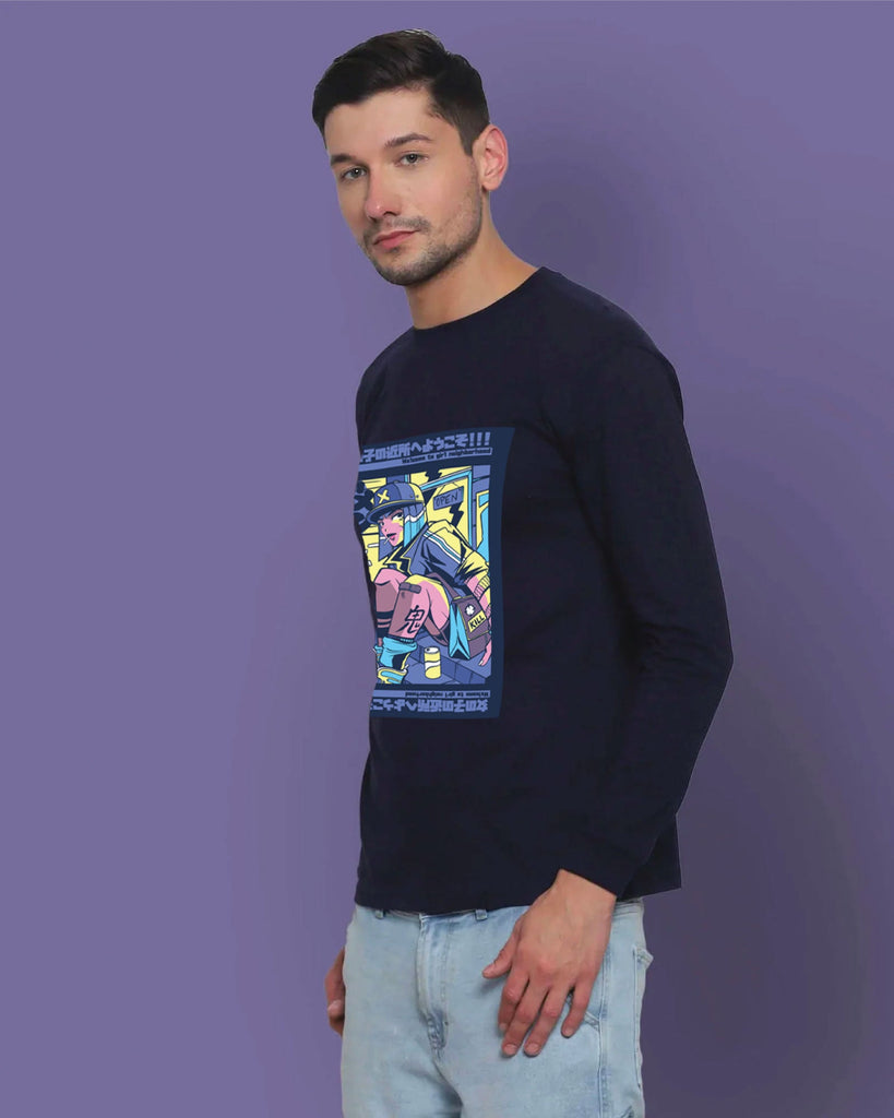 Melangebox Urban Anime Full Sleeves: Navy Blue