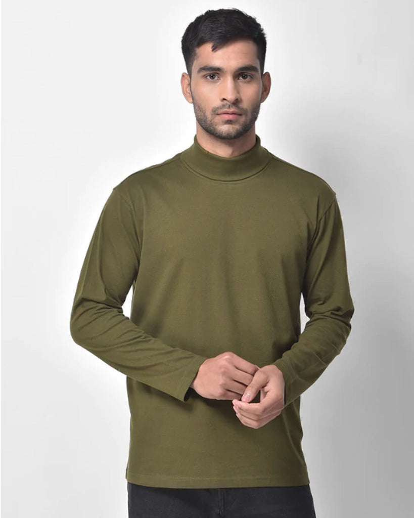 Melangebox Turtle Neck Full Sleeves: Olive