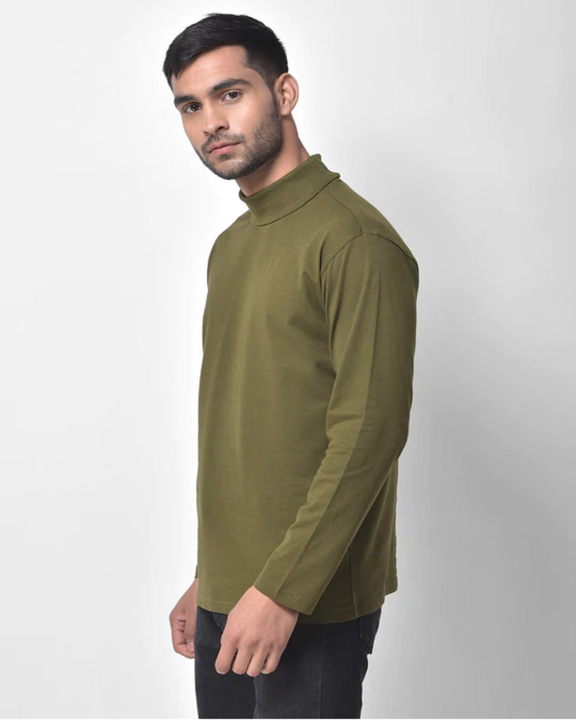 Melangebox Turtle Neck Full Sleeves: Olive