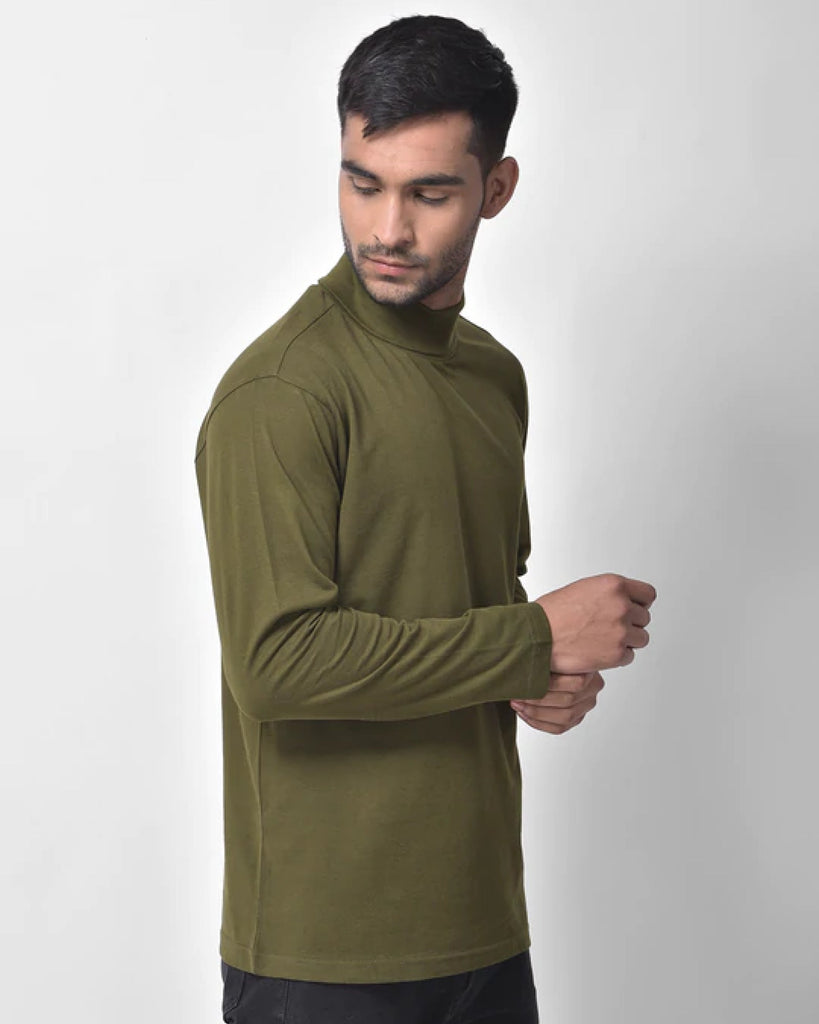 Melangebox Turtle Neck Full Sleeves: Olive