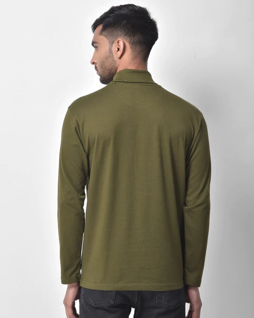 Melangebox Turtle Neck Full Sleeves: Olive