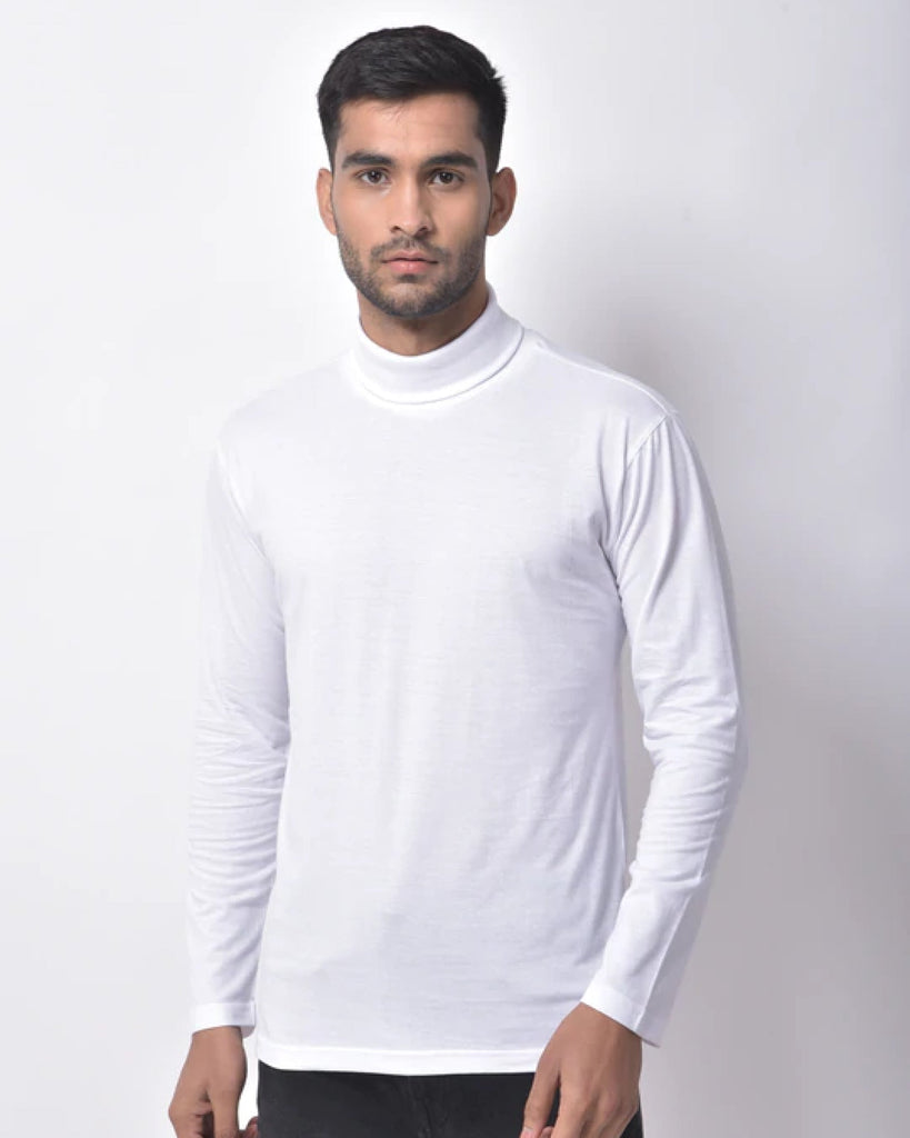 Turtle Neck Full Sleeves: White