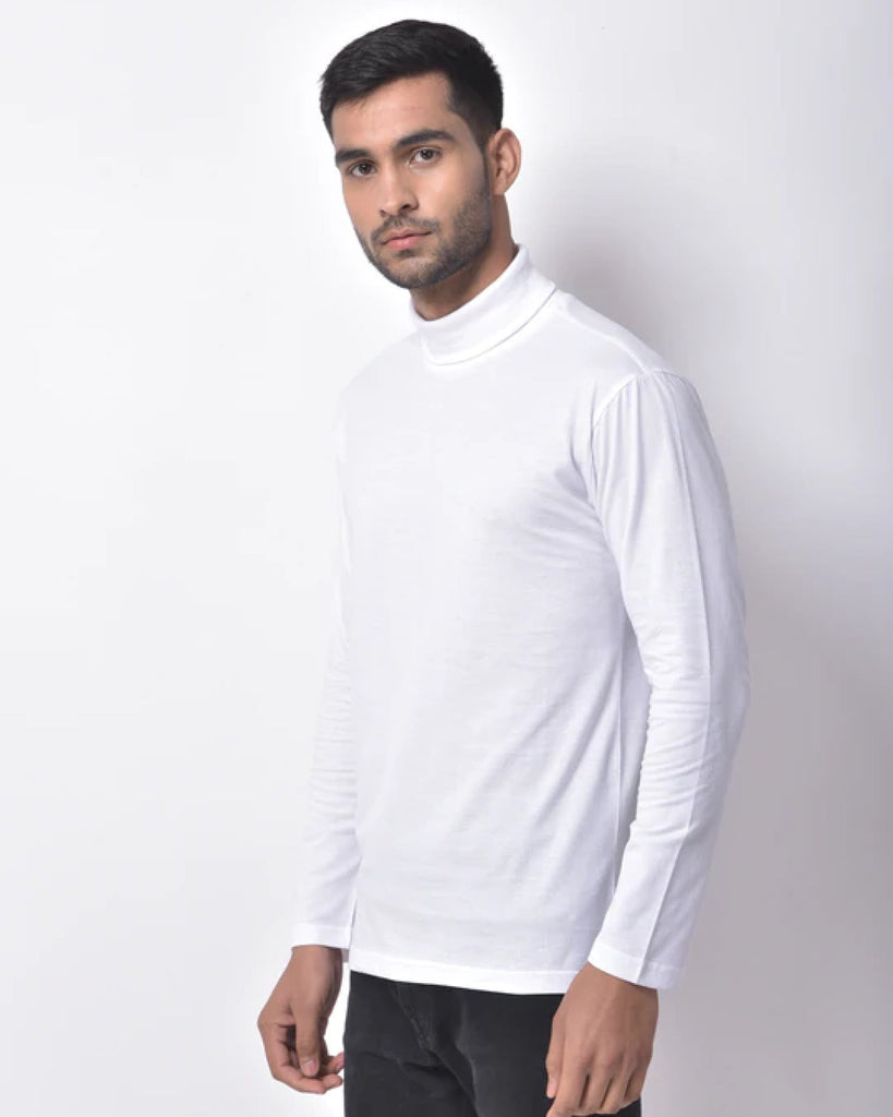 Turtle Neck Full Sleeves: White