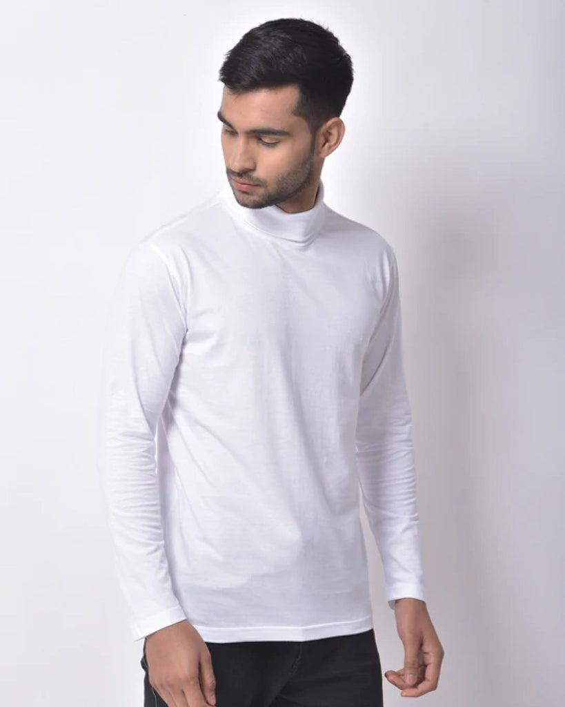 Turtle Neck Full Sleeves: White
