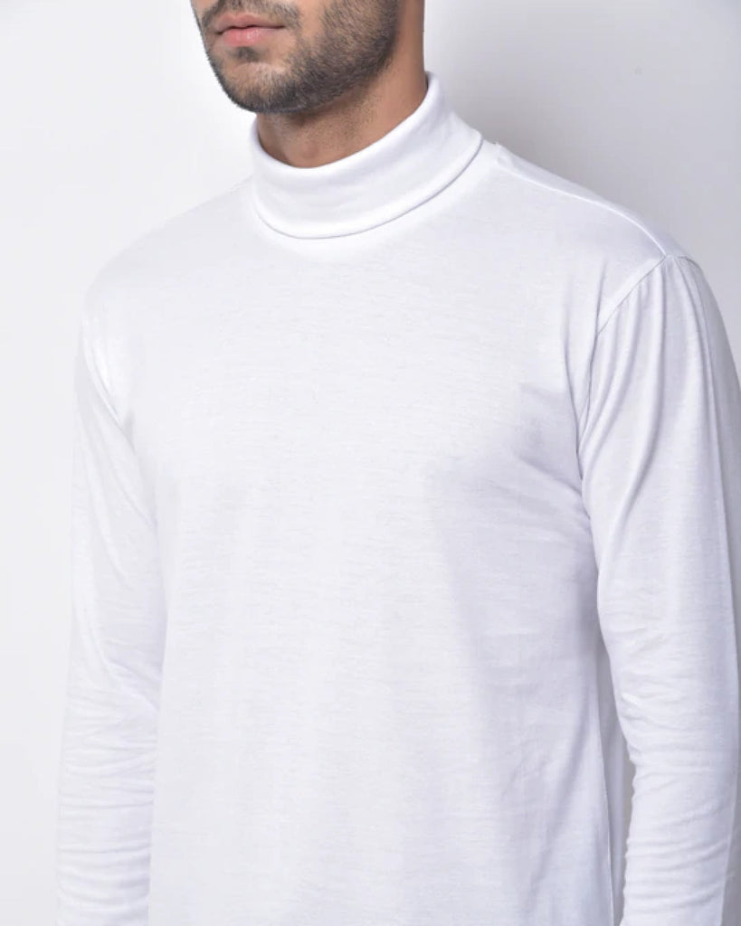 Turtle Neck Full Sleeves: White