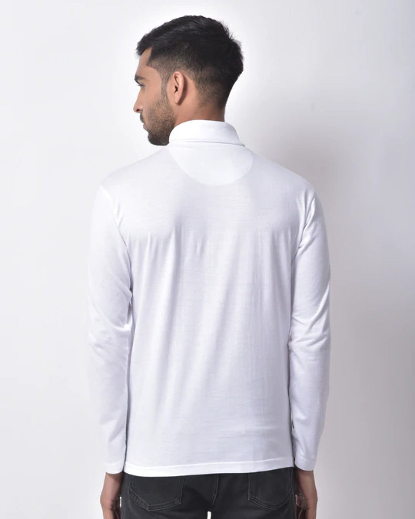 Turtle Neck Full Sleeves: White