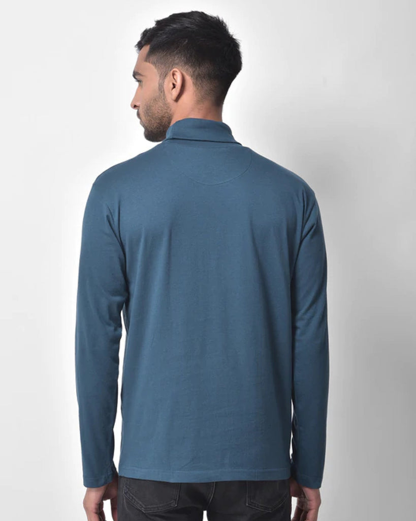 Turtle Neck Full Sleeves: Steel Blue