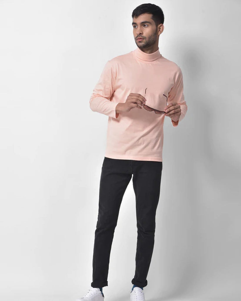 Turtle Neck Full Sleeves: Peach Puff